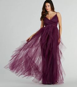 Style 05002-8188 Windsor Purple Size 8 Ruffles Prom Wedding Guest Military Straight Dress on Queenly