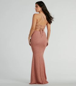 Style 05002-7978 Windsor Pink Size 0 Spaghetti Strap Padded Backless Mermaid Dress on Queenly