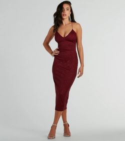 Style 05001-2034 Windsor Red Size 0 Jersey V Neck Prom Cocktail Dress on Queenly