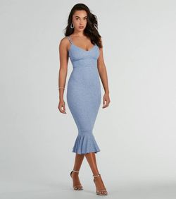 Style 05001-2093 Windsor Blue Size 4 Jersey Prom Tall Height Cocktail Dress on Queenly