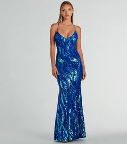 Style 05002-8086 Windsor Blue Size 12 Plus Size Jewelled Straight Dress on Queenly
