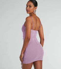 Style 05101-3253 Windsor Purple Size 0 Sheer Sorority Cocktail Dress on Queenly