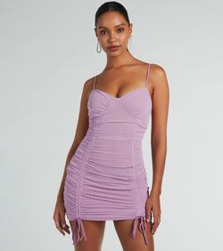 Style 05101-3253 Windsor Purple Size 8 Sheer Mini Cocktail Dress on Queenly