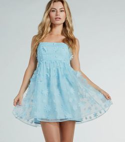 Style 05101-3170 Windsor Blue Size 0 Floral Square Neck 05101-3170 Cocktail Dress on Queenly