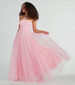 Style 05002-8033 Windsor Pink Size 0 Strapless Ball Gown Tall Height Military Straight Dress on Queenly