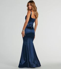 Style 05002-8134 Windsor Blue Size 0 Sweetheart Military Tall Height Mermaid Dress on Queenly