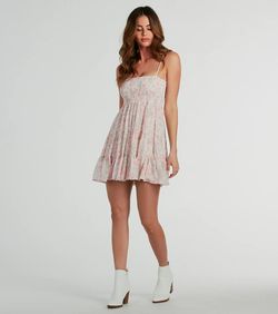 Style 05102-5470 Windsor Pink Size 4 Ruffles Flare Spaghetti Strap Jersey Cocktail Dress on Queenly