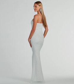 Style 05002-8434 Windsor Green Size 0 Jersey Wedding Guest Spaghetti Strap Bridesmaid Floor Length Mermaid Dress on Queenly