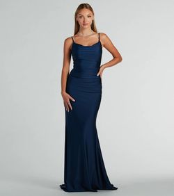Style 05002-8062 Windsor Blue Size 0 05002-8062 Lace Wedding Guest Jersey Mermaid Dress on Queenly