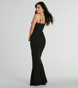 Style 05002-8308 Windsor Black Size 0 Cut Out Padded Spaghetti Strap Side slit Dress on Queenly