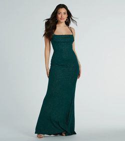Style 05002-8403 Windsor Green Size 4 Backless Padded Prom Bridesmaid Mermaid Dress on Queenly