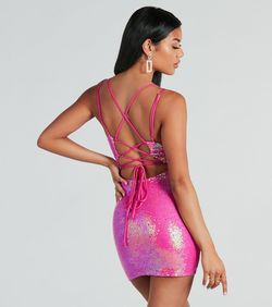 Style 05103-5480 Windsor Pink Size 8 Plunge Embroidery Cocktail Dress on Queenly