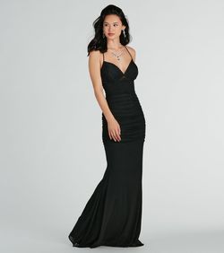 Style 05002-7666 Windsor Black Size 12 Padded Backless Mermaid Dress on Queenly