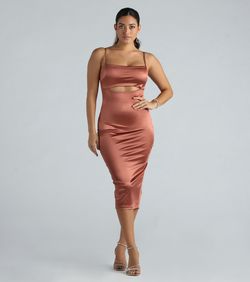 Style 05001-1999 Windsor Brown Size 8 Wedding Guest Tall Height Sorority Side slit Dress on Queenly
