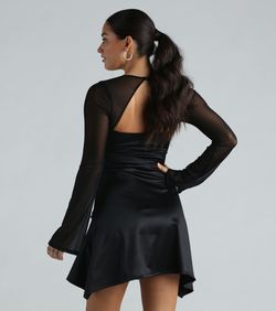 Style 05101-2804 Windsor Black Size 0 05101-2804 Military Cocktail Mini Long Sleeve Straight Dress on Queenly