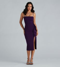 Style 05101-2829 Windsor Purple Size 4 Bridesmaid 05101-2829 Tall Height Side slit Dress on Queenly