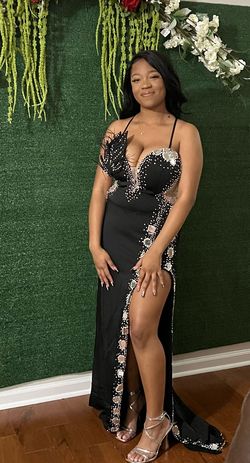 Style PS23278 Portia and Scarlett Black Size 8 Side slit Dress on Queenly