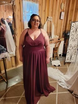 David's Bridal Red Size 22 Floor Length Plus Size A-line Dress on Queenly
