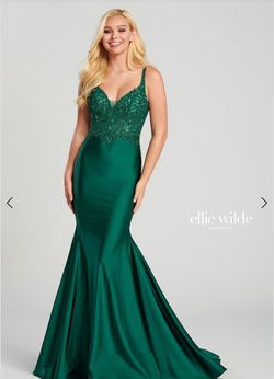 Ellie Wilde Green Size 2 Medium Height Pageant Floor Length Mermaid Dress on Queenly