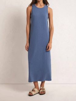 Style 1-1261607413-3236 Z Supply Blue Size 4 Jersey High Neck Cocktail Dress on Queenly