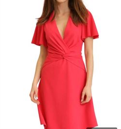 Style 1-1445326549-238 LONDON TIMES Red Size 12 Mini Polyester Cocktail Dress on Queenly