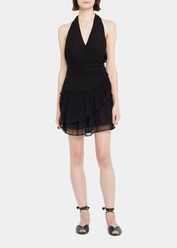 Style 1-145600897-3855 LoveShackFancy Black Size 0 Halter Tall Height Free Shipping Sorority Rush Cocktail Dress on Queenly