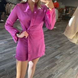 Style 1-1491787194-3472 &merci Purple Size 4 Andmerci Mini Blazer Floor Length Jumpsuit Dress on Queenly