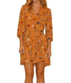 Style 1-1555027023-3236 Veronica M Orange Size 4 Print Mini Tall Height Cocktail Dress on Queenly