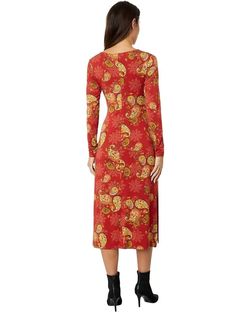 Style 1-1852699410-2696 Johnny Was Red Size 12 Free Shipping Tall Height Sleeves Cocktail Dress on Queenly
