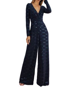 Style 1-1902641728-3709 Talbot Runhof Blue Size 8 Polyester Jumpsuit Dress on Queenly