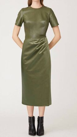 Style 1-1977790293-1498 Shoshanna Green Size 4 Tall Height Free Shipping Olive Polyester Cocktail Dress on Queenly