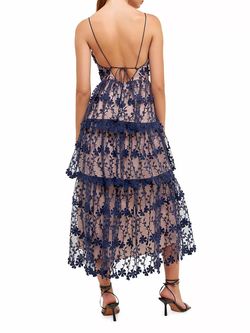 Style 1-2050248914-2901 endless rose Blue Size 8 Polyester Navy Lace Sheer Cocktail Dress on Queenly