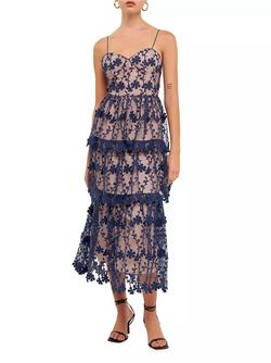 Style 1-2050248914-3855 endless rose Blue Size 0 Sheer Polyester Cocktail Dress on Queenly