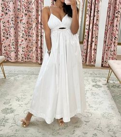 Style 1-2201610436-2791 NIA White Size 12 Plus Size Floor Length Spaghetti Strap Straight Dress on Queenly