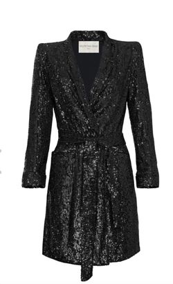 Style 1-2494254393-98 Valentina Shah Black Size 10 Blazer Spandex Sequined Cocktail Dress on Queenly