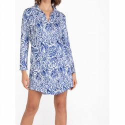 Style 1-2668955092-3011 ISLE by Melis Kozan Blue Size 8 Long Sleeve Polyester Cocktail Dress on Queenly