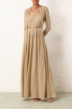 Style 1-2698146317-5 Zimmermann Nude Size 0 Belt Pageant Free Shipping Floor Length A-line Dress on Queenly