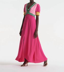 Style 1-287459257-1498 SALONI Pink Size 4 Black Tie Military Tall Height Straight Dress on Queenly