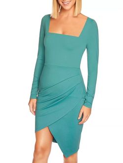 Style 1-3094672118-2696 Susana Monaco Green Size 12 Tall Height Square Neck Cocktail Dress on Queenly