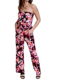 Style 1-3115915378-2696 Veronica M Pink Size 12 Plus Size Pockets Polyester Jumpsuit Dress on Queenly