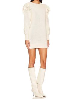 Style 1-322063345-3855 Cleobella White Size 0 Long Sleeve Speakeasy Ivory Cocktail Dress on Queenly