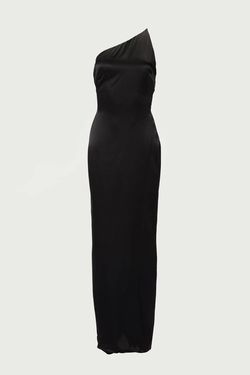 Style 1-327413055-3236 IN THE MOOD FOR LOVE Black Size 4 Floor Length One Shoulder Straight Dress on Queenly
