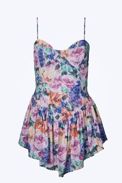 Style 1-358122394-2696 SUN IMPERIAL Blue Size 12 Plus Size Floral Summer Casual Tall Height Cocktail Dress on Queenly