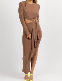 Style 1-3599562065-2696 Win Win Apparel Brown Size 12 Long Sleeve Cocktail Dress on Queenly