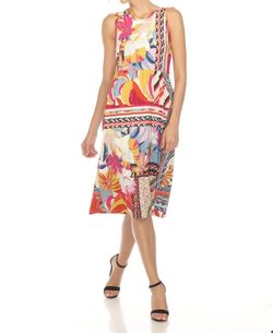 Style 1-3646185717-2696 Johnny Was Nude Size 12 Print Straight Tall Height Cocktail Dress on Queenly
