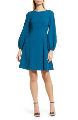 Style 1-4049991596-98 Eliza J Blue Size 10 A-line Sleeves Long Sleeve Polyester Cocktail Dress on Queenly