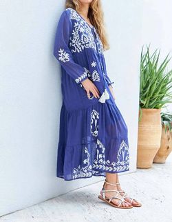 Style 1-571858509-2696 Debbie Katz Blue Size 12 Embroidery Long Sleeve Cocktail Dress on Queenly