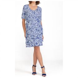Style 1-589996549-2791 ISLE by Melis Kozan Blue Size 12 Plus Size Ruffles Cocktail Dress on Queenly