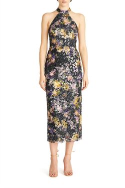 Style 1-606922177-649 Monique Lhuillier Black Size 2 Polyester Floral Tall Height Cocktail Dress on Queenly