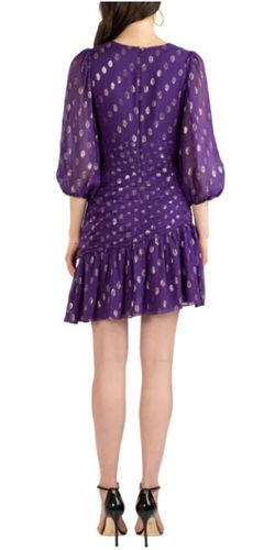Style 1-638232105-2168 Shoshanna Purple Size 8 Mini Pattern Cocktail Dress on Queenly